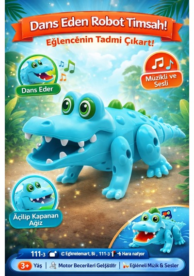 Dans Eden Robot Timsah Eğlence Hareket Ve Kahkaha Bir Arada Dansçı Crocodile - Turkuaz