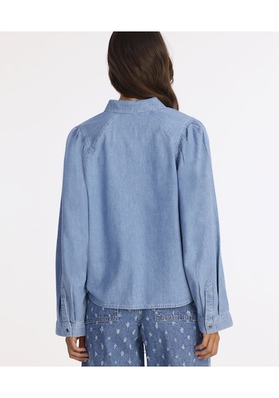 Yargıcı Balon Kollu Denim Gömlek 25kkgm6041x 515 Mavi