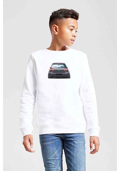 Tshirthane Vw Golf Gtı Mk5 Baskılı Unisex Çocuk Beyaz Sweatshirt Beyaz