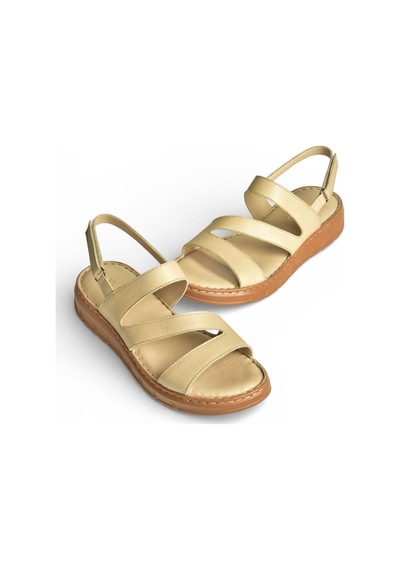 Fox Shoes Y555530403 Bej Hakiki Deri Kadın Sandalet Bej