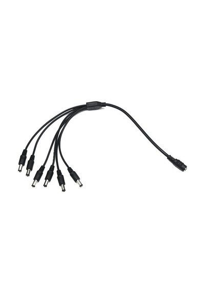 Wozlo Dc 12v 6 Port Power Jak Jack Çoklayıcı Kablo 6 Erkek/1 Dişi Uç - 40cm