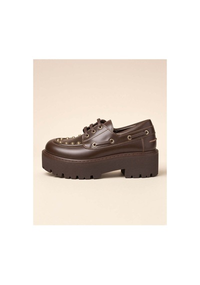 37brandshoes Koyu Kahve Renkli Zımbalı Bağcıklı Platform Mokasen Kahverengi Kahverengi 37brandshoes Koyu Kahve Renkli Zımbalı Bağcıklı Platform Mokasen Kahverengi Kahverengi