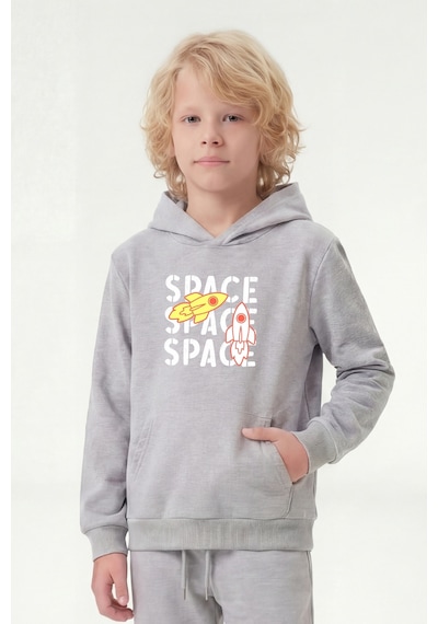 Panios Kids 3'lü Kanguru Cepli Kapüşon Detaylı Baskılı Erkek Çocuk 3 Parça Sweatshirt Lacivert - Siyah