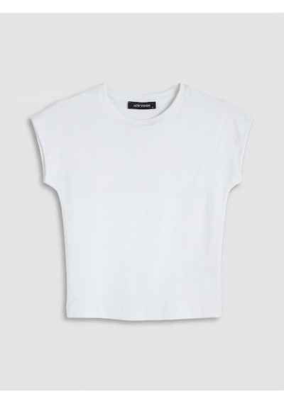 Lcw Vision Beyaz Bisiklet Yaka Kadın Crop