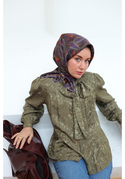 Silk Home Sura İpek Eşarp 11455-s21 Tarçın, Yeşil, Gül Kurusu, Mor, Kahverengi
