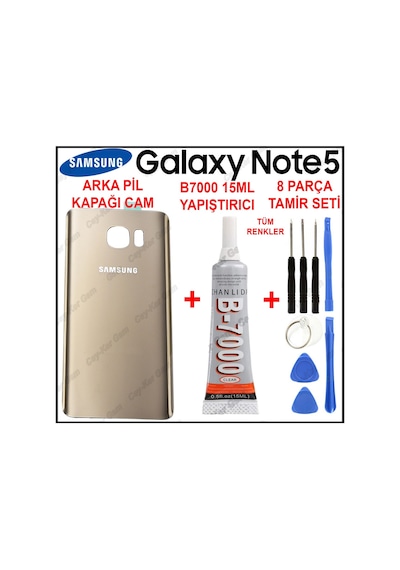 Samsung Uyumlu Galaxy Note 5 N920 Arka Kapak Pil Kapağı Cam + B7000 15Ml