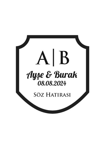 Geniş Kalkan Mühür Kına Nişan Düğün 3x3 Cm Özel Etiket / 50 Adet Sticker Beyaz