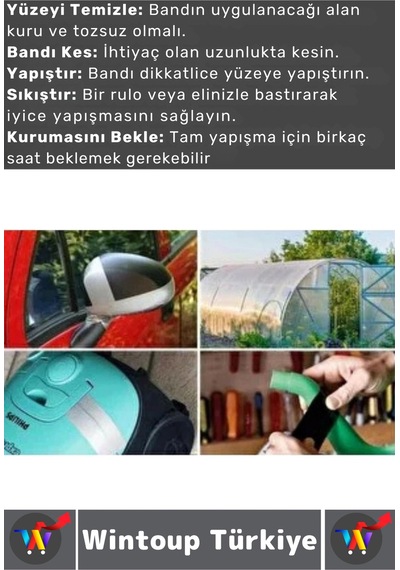 Tamirbandı Suya Neme Küfe Toza Dayanıklı Çok Amaçlı Montaj Onarım Bantı 48 Mm X 10 Metre Üçlü Set