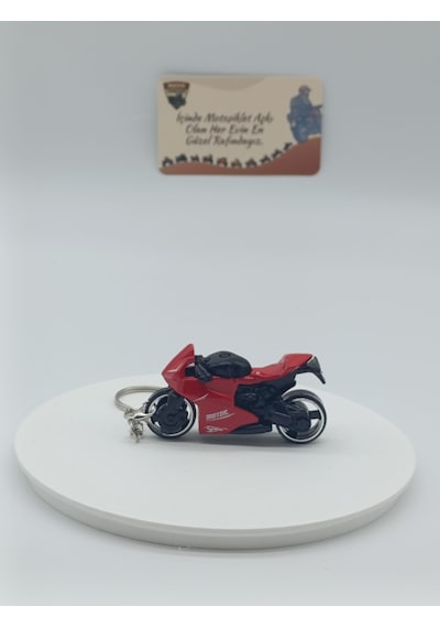 Süpersport Motosiklet Metal Anahtarlık Kırmızı - Diecast Yarış Motoru Figürü