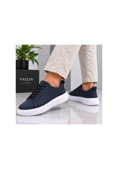 Yalçın Erkek Casual Bağcıklı Ortopedik Rahat Kaymaz Taban Sneaker Ayakkabı Lacivert - 919615758 Lacivert