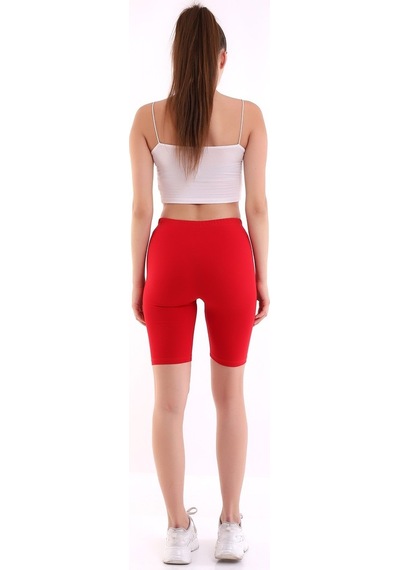Self Clothing Kadın Koyu Kırmızı Penye Kumaş Yüksek Bel Kısa Tayt Slf1295