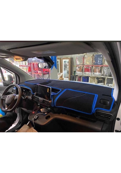 2021+ Modellerine Uygun Opel Combo Torpido Koruma Halısı Kenar Renk Mavi