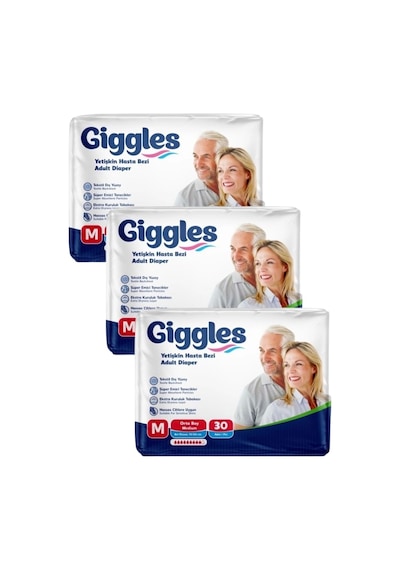 Giggles Belbantlı Yetişkin Hasta Bezi Orta Boy M Beden 30 Lu X 3 Adet Giggles Belbantlı Yetişkin Hasta Bezi Orta Boy M Beden 30 Lu X 3 Adet