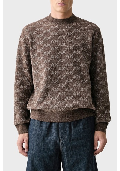 Armani Exchange Tamamı Logolu Regular Fit Bisiklet Yaka Kazak Erkek Kazak Xm002992 Af16916 F6236 Kahve