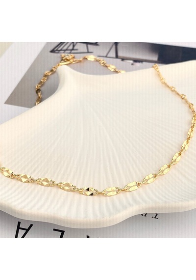 Ezme Kolye Kadın İtalyan Ezme Kolye Ezme Pullu Gold 50cm Gold