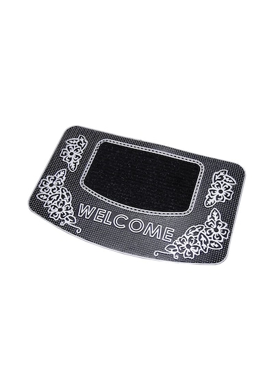 Welcome Yazılı Kauçuk Toz Tutucu Kapı Önü Paspası Gri