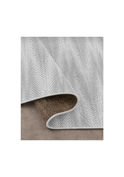 Nesrin Lüks Chevron Çizgili Açık Gri Gümüş 3d Dokulu Modern Salon & Oturma Odası Halısı