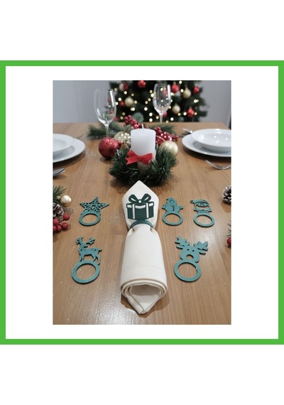 Vaveni 6'lı Yılbaşı Peçete Halkası Seti Noel Sofra Süsü Dekoratif Peçete Yüzüğü Arz Çok Renkli
