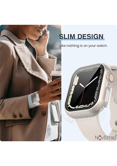 Novstrap Apple Uyumlu  Watch 7/8/9 Seri 45mm İle Starlight Yıldız Işığı Ekran Kasa Koruyucu Kapak