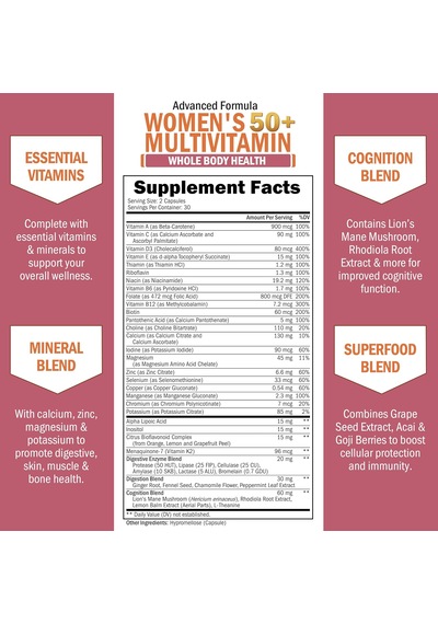 Bioschwartz Daily Multivitamin For Women Vitamin Memory Support Stress Reduction & Healthy Immune Response 60 Caps