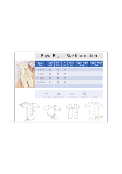 Babymod Tavşan Figürlü Kapüşonlu Welsoft Peluş Kışlık Kız Bebek Tulum Krem