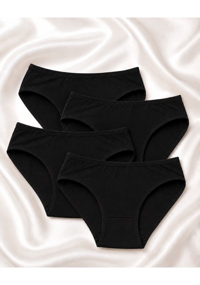Skin Verse Penye Bikini Külot 4'lü Set Siyah