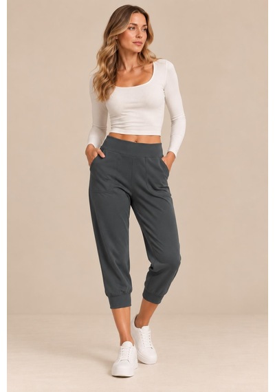 Alexandergardi Yüksek Bel Cepli Jogger Pantolon Füme
