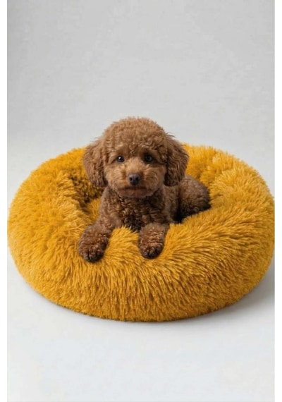 United Colors Of Benetton Bntmkt-0012-or Uzun Kürklü Donut Kedi&köpek Yatağı Turuncu 45 Cm