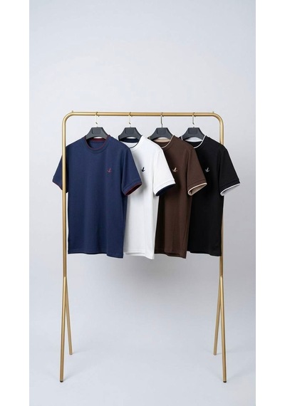 Oreiro Erkek %100 Pamuklu Basic Tişört - Kaliteli Bisiklet Yaka Düz T-shirt Açık Beyaz