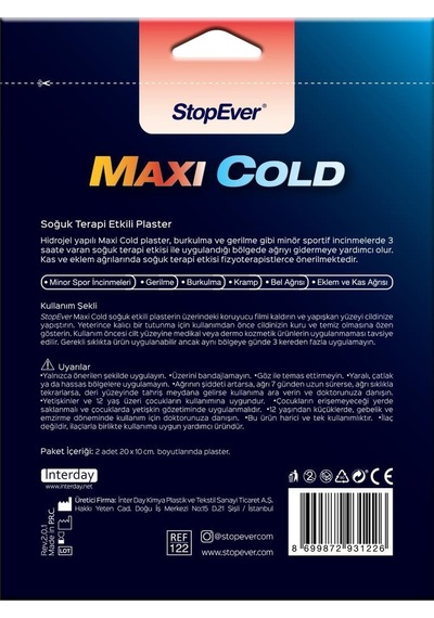 Stopever Maxi Cold Soğuk Terapi Plasteri - 6X2 Adet
