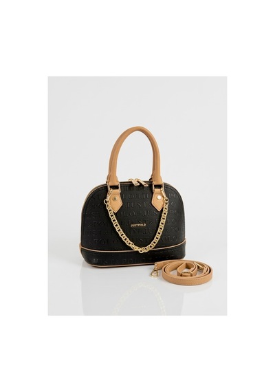 Just Polo Kadın Zincir Detaylı Lüks El & Omuz Çantası Ve Cüzdanı Kombin Shopper Ebat : 25x22 Cm Siyah - Camel 28217547
