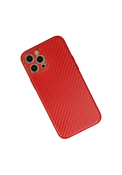 Apple Uyumlu   iPhone 12 Pro Max Kılıf Coco Karbon Silikon - Kırmızı