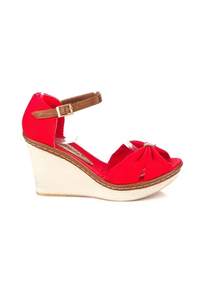 Fox Shoes Kırmızı Kadın Dolgu Topuklu Ayakkabı 9674040505 Kırmızı