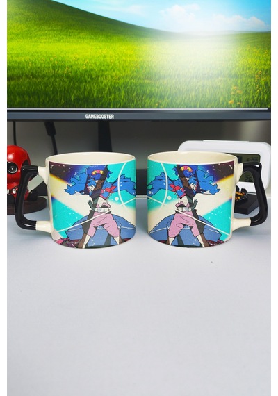 Gurren Lagann Anime Baskılı Seramik Lüks Kupa 1 Adet Özel Siyah Kulp Dalga Kulp V1d Çok Renkli