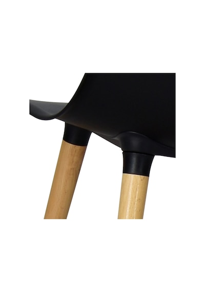 Vilinze Eames Naturel Ahşap Ayak Plastik Siyah Sandalye Eames-beyaz Siyah - Naturel