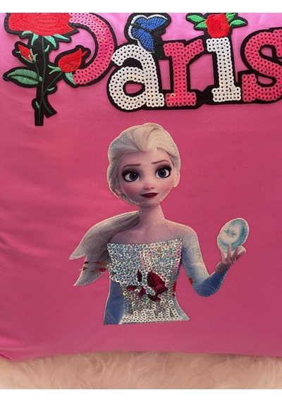 Elsa Paris Gül Kelebek Aplikeli Pul Payetli Kırlent Yastık Kılıfı 40x40 Renkli