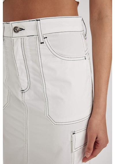 Defacto Coool Kargo Fit Poplin Midi %100 Pamuk Etek A8605AX23SMWT32 Beyaz