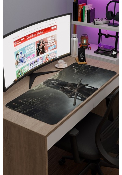 Bloodborne Kaymaz Dikişli Kauçuk Oyuncu Mousepad V1 - 90x40 Xxl Gaming Mouse Pad Fare Altlığı