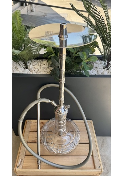 Sigor Çelik Nargile Takımı Çanta Lüle Maşa Dahildir /dip Dekor Silver