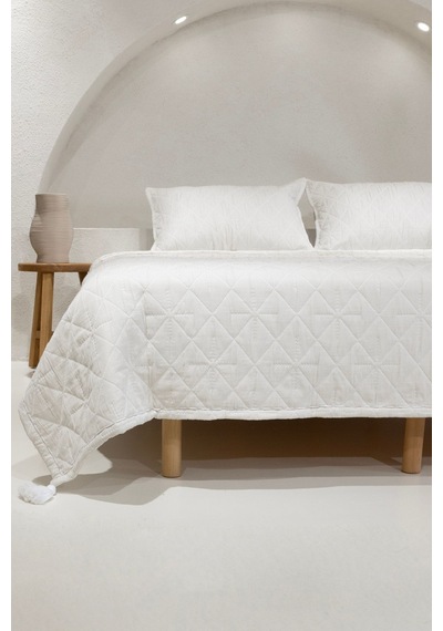 Koza Home Stella Krem Çift Kişilik Baklava Desenli Yatak Örtüsü 230x250 2 Y Krem