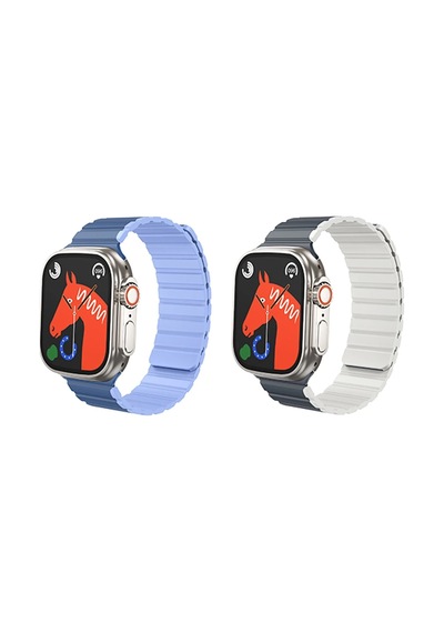 Hoco. Watch 42mm As102 Silikon Kordon - Koyu Mavi-açık Mavi