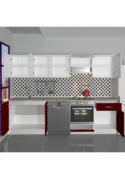 Decoraktiv Elite 280 Ankastre Fırın Modüllü Mdf Hazır Mutfak Dolabı - Tezgah Dahil - Bordo - Beyaz Beyaz - Kırmızı Decoraktiv Elite 280 Ankastre Fırın Modüllü Mdf Hazır Mutfak Dolabı - Tezgah Dahil - Bordo - Beyaz Beyaz - Kırmızı