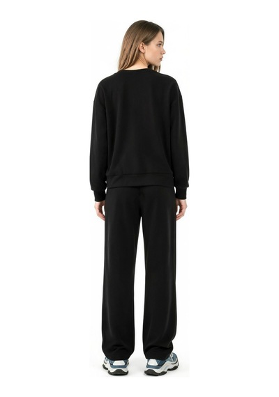 Hiccup Modal Touch Basic Sweatshirt & Geniş Paça Pantolon İkili Takım Siyah