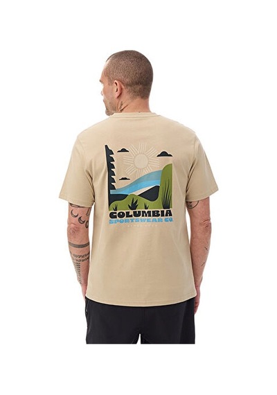 Columbia M İlluminated Brand Ss Tee Erkek Günlük Tişört 9121061271 Krem