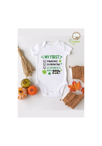 Babylimon My Fırst Pandemıc 2021 Desenli Çıtçıtlı Body Zıbın Beyaz - 110761496 Beyaz