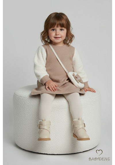Babyden's Bayramlık Şık Ve Rahat Kız Bebek Elbise Çantalı Yumuşak Peluş Kollu Kışlık Çocuk Kombini Bej Babyden's Bayramlık Şık Ve Rahat Kız Bebek Elbise Çantalı Yumuşak Peluş Kollu Kışlık Çocuk Kombini Bej