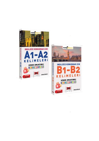 Erkan Önler İngilizce Konuşmak İçin A1-a2 - B1-b2 Kelimeleri Video Anlatımlı Renkli Çeviri 2'li Set - 875644482