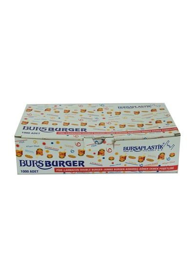Bursa Plastik Bursburger Pide Lahmacun Burger Kokoreç Döner Ekmek Hışır Poşeti 13x26 1000 Adet Genel