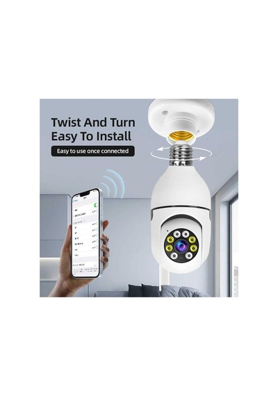 Gece Görüşlü 360 Derece 1080p Wifi Kamera Kablosuz Panoramik Ev Güvenlik Balıkgözü Ampul Lamba Ip Kamera Beyaz - 936960173