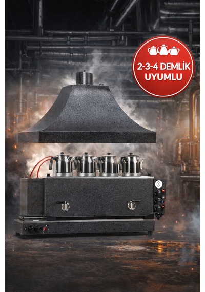 3 Demlik Uyumlu Statik Davlumbaz Gri Çay Kazanı Davlumbazı - Dms9032304617135